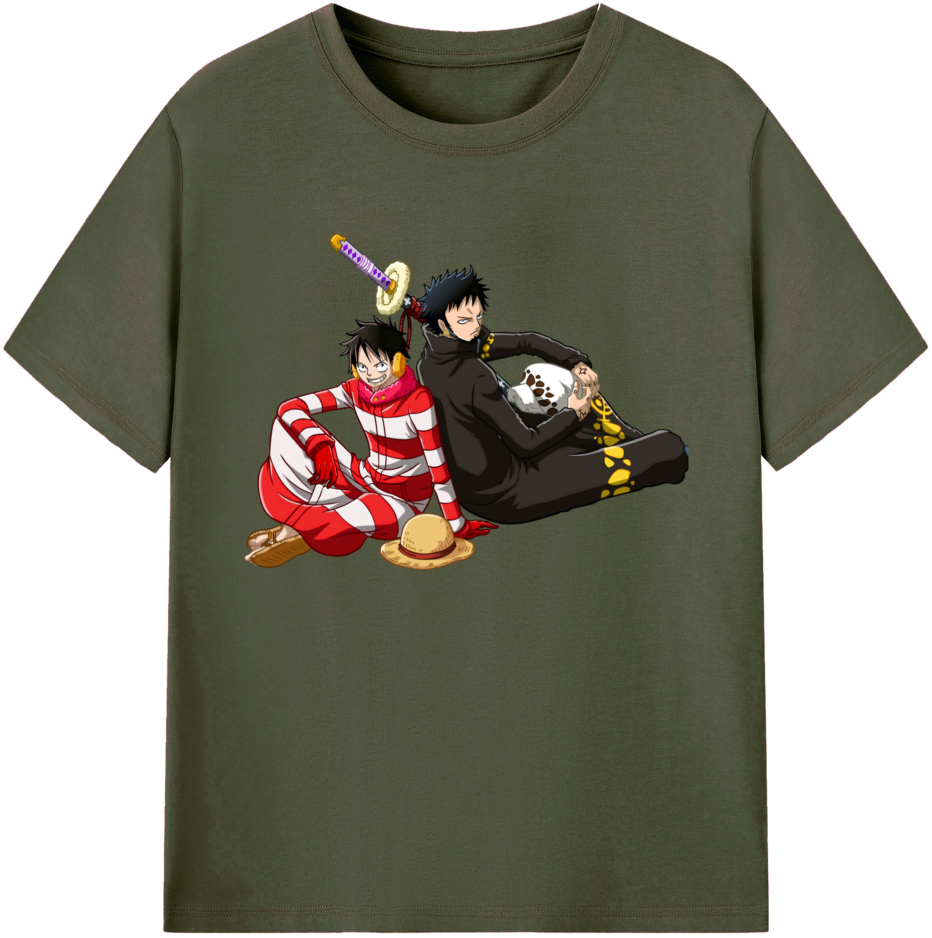 ワンピース モンキー・D・ルフィ ONE PIECE Monkey D. Luffy 綿100％ メンズ半袖Tシャツ｜肌触りやわらか＆通気性
